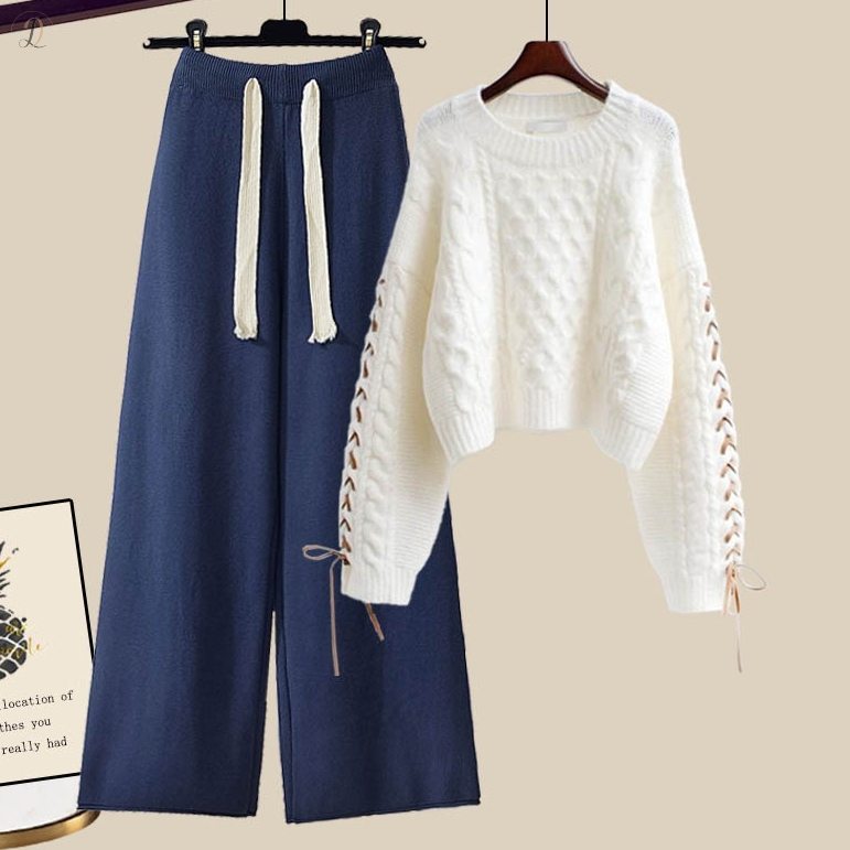 ホワイト/セーター+ブルー/パンツ