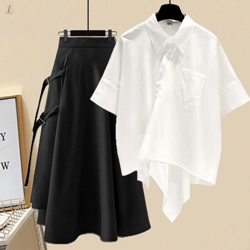 ホワイトシャツ＋ブラックスカート/2点セット