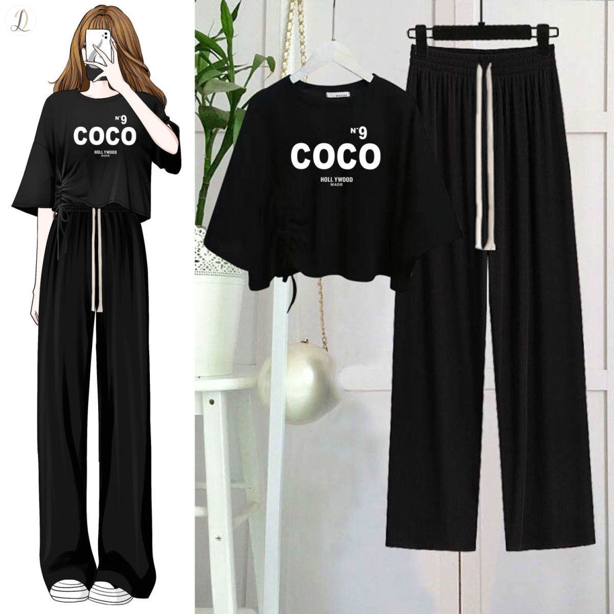 ブラック(COCO)/Tシャツ+ブラック/パンツ