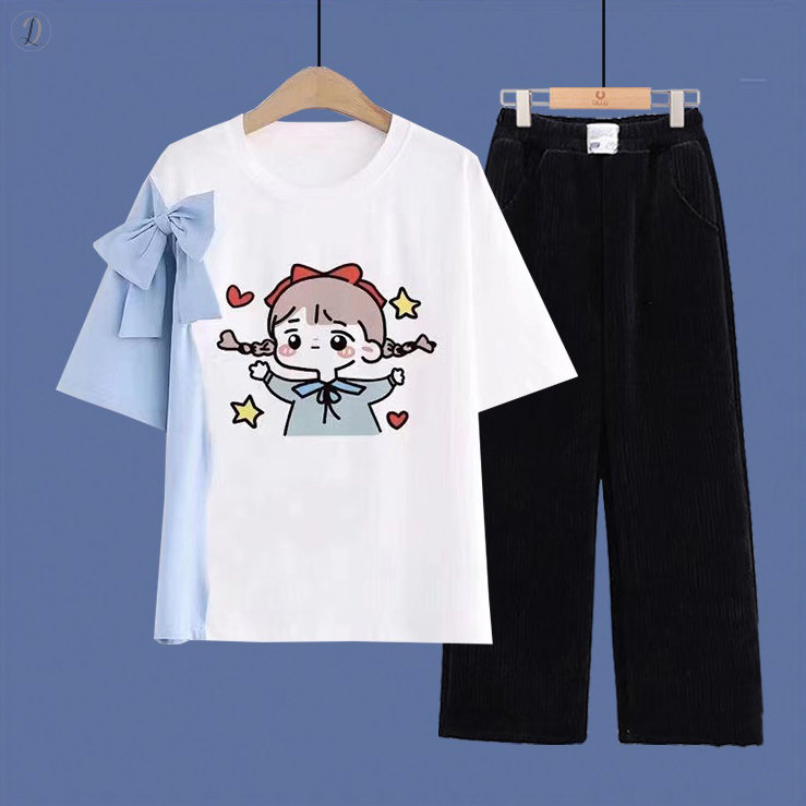 ホワイト01/Tシャツ+ブラック01/パンツ