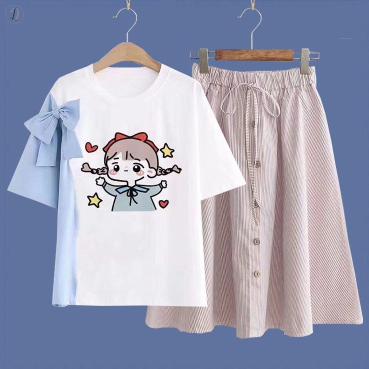ホワイト01/Tシャツ+ピンク/スカート
