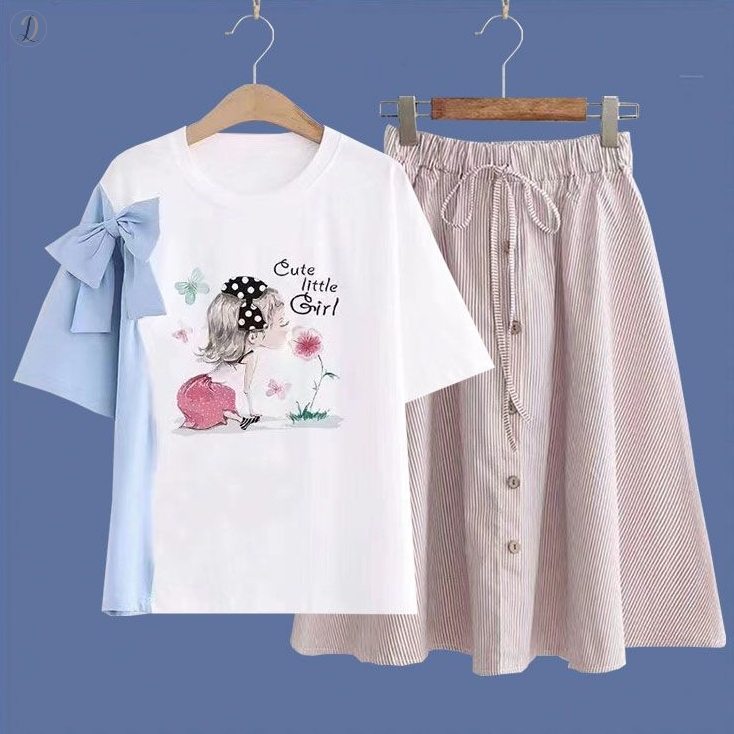 ホワイト03/Tシャツ+ピンク/スカート