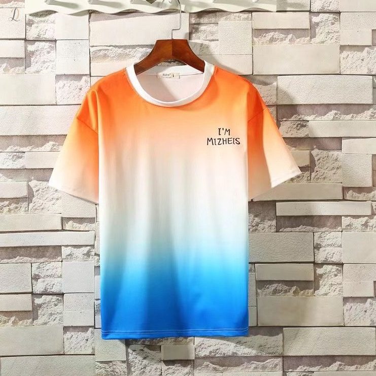 オレンジ+ブルー／Tシャツ(ラウンドネック)／単品