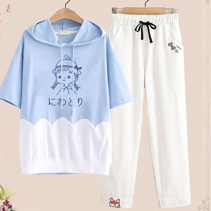 ブルー03/Tシャツ＋ホワイト/パンツ