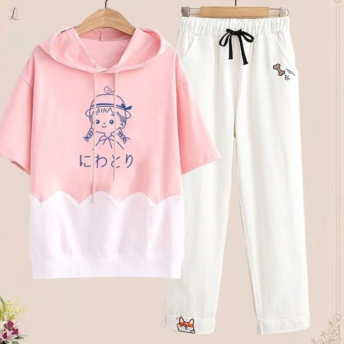 ピンク03/Tシャツ+ホワイト/パンツ