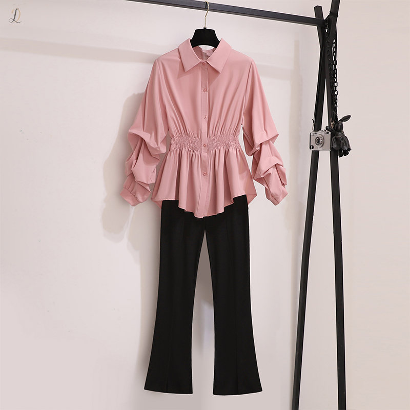 ピンク/シャツ＋ブラック/パンツ