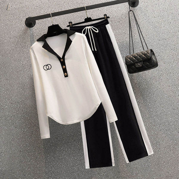 ホワイト/Tシャツ＋ブラック/パンツ