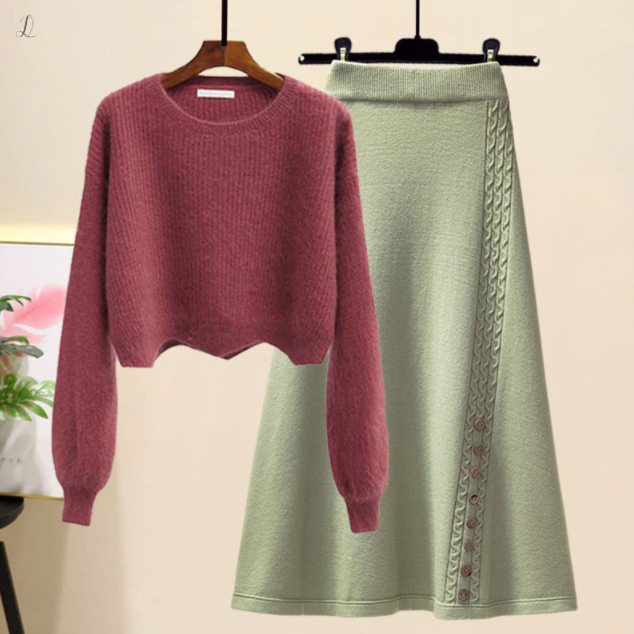 レッド/セーター+グリーン/スカート