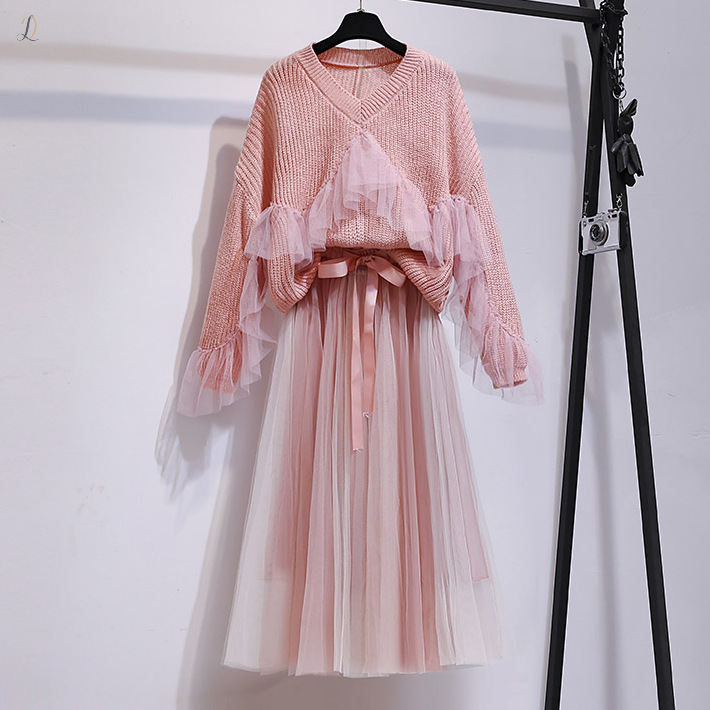 ピンク/セーター+ピンク/スカート