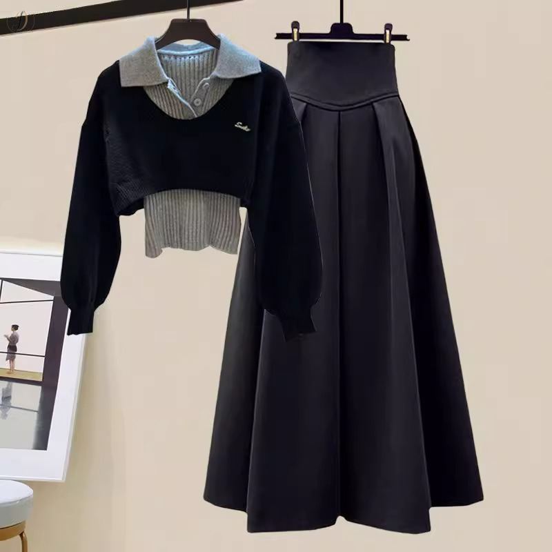 グレー/セーター+ブラック/スウェット+ブラック/スカート