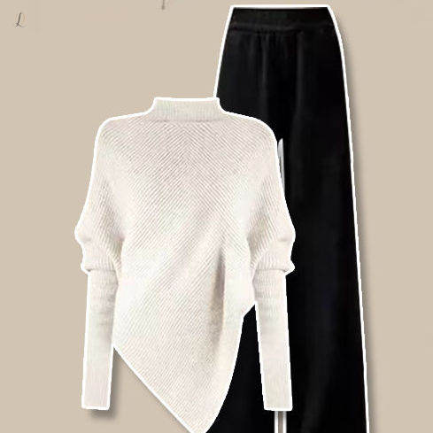 ホワイト/セーター/+ブラック/パンツ