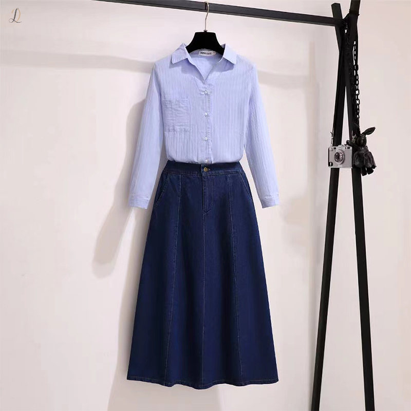ブルー/シャツ+ブルー/スカート