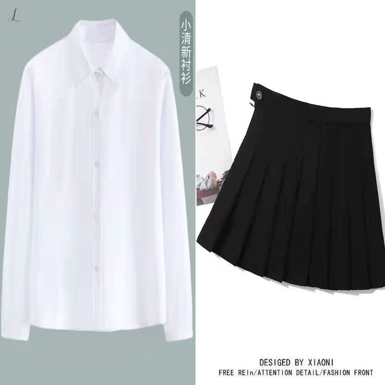 ホワイトシャツ＋ショート丈/スカート